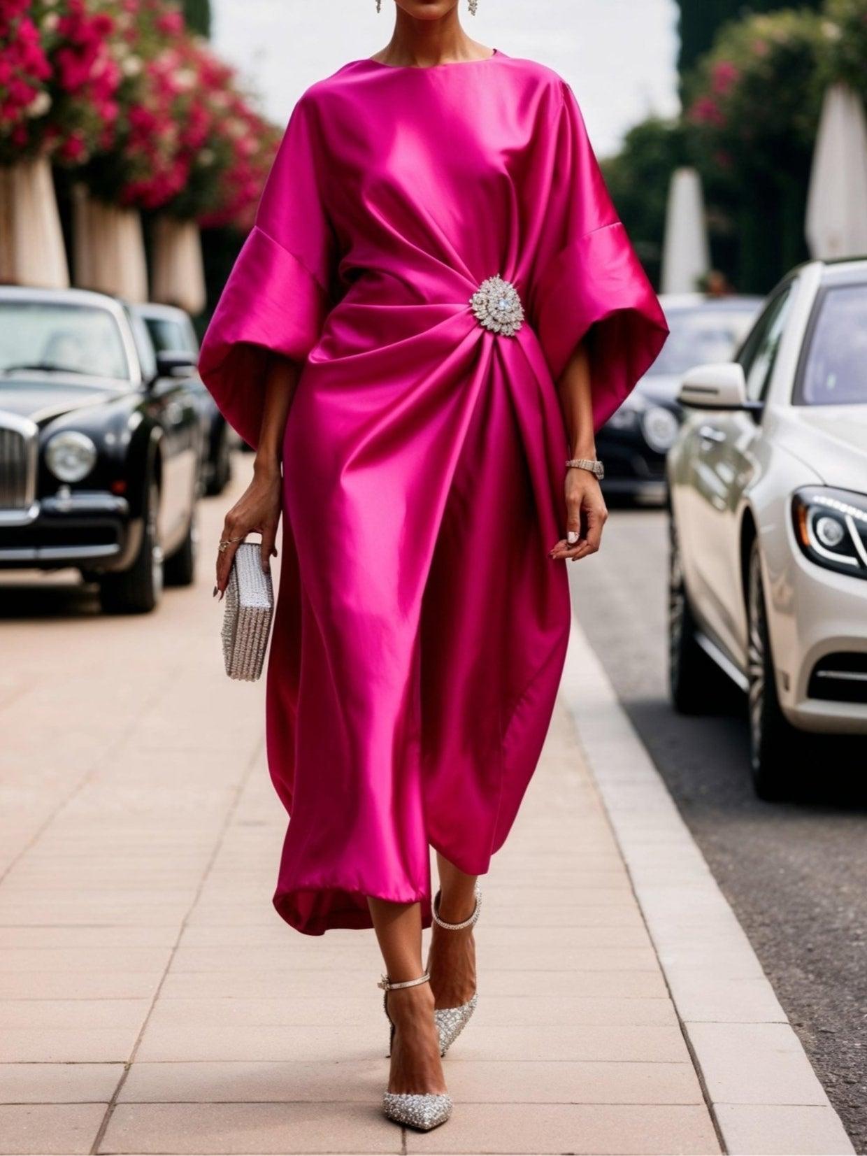 Vestido Satén Brillo-Lujo
