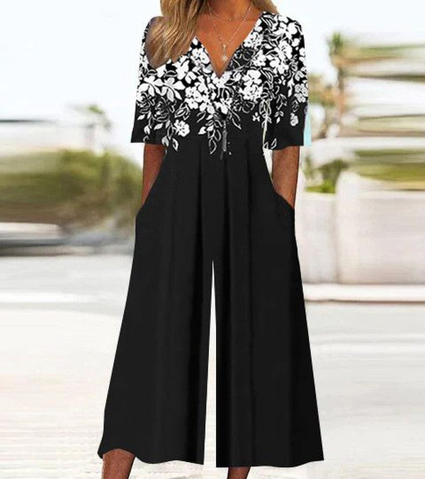 Mono Figura-Favorecedora Floral Negro
