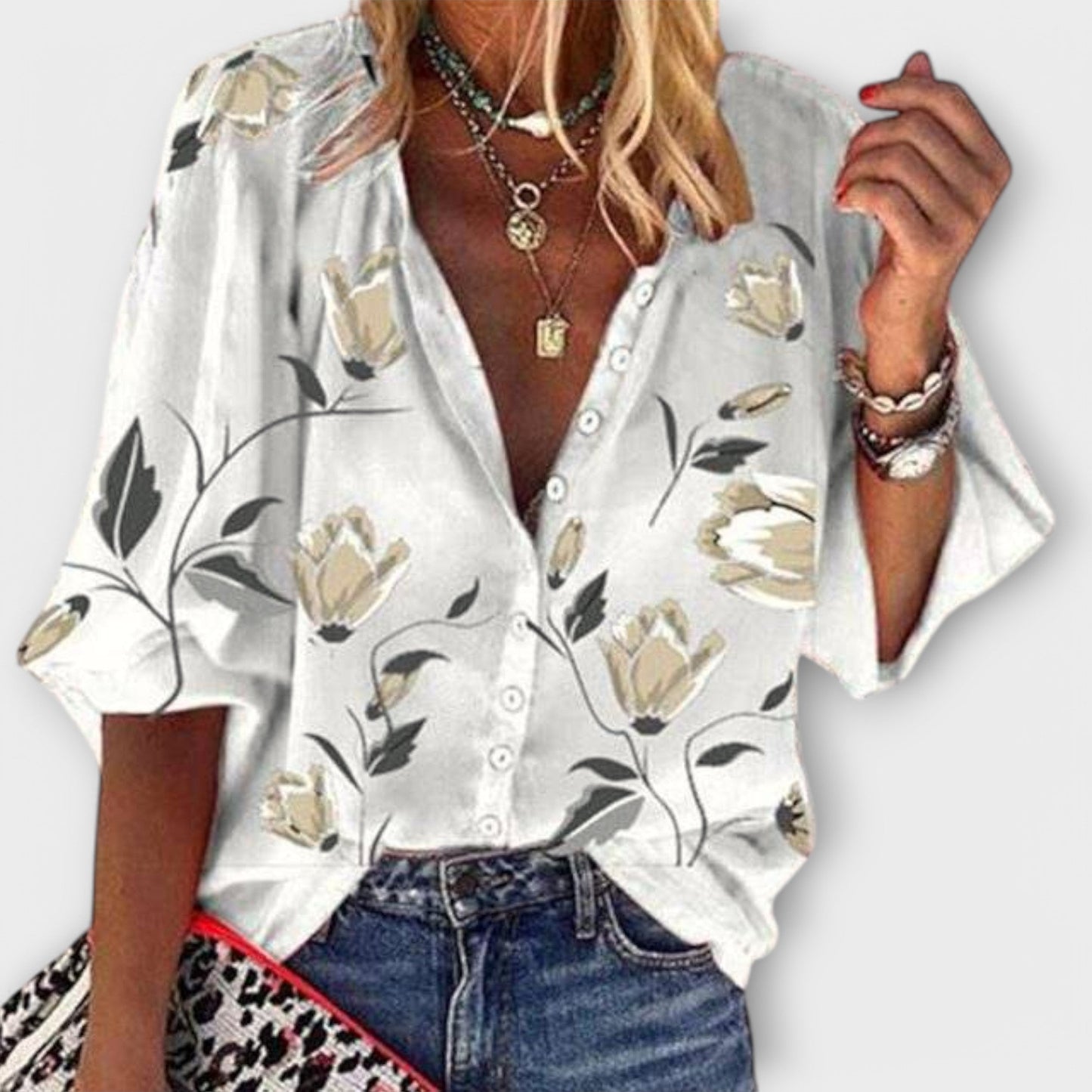Blusa Floral Fácil-Cuidado