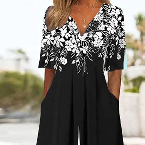 Mono Figura-Favorecedora Floral Negro