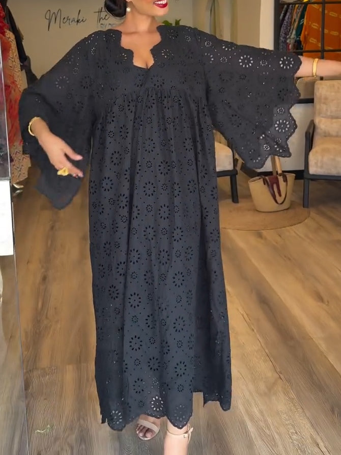 Vestido Calado Silueta-Esbelta Negro