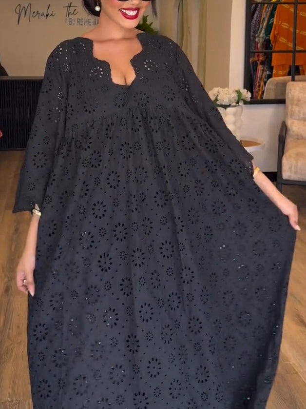 Vestido Calado Silueta-Esbelta Negro