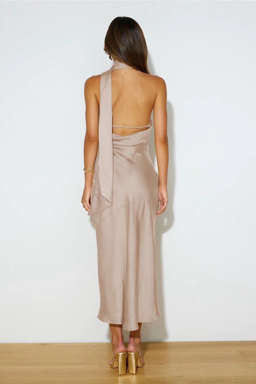 Vestido Midi Seda-Lujo Halter