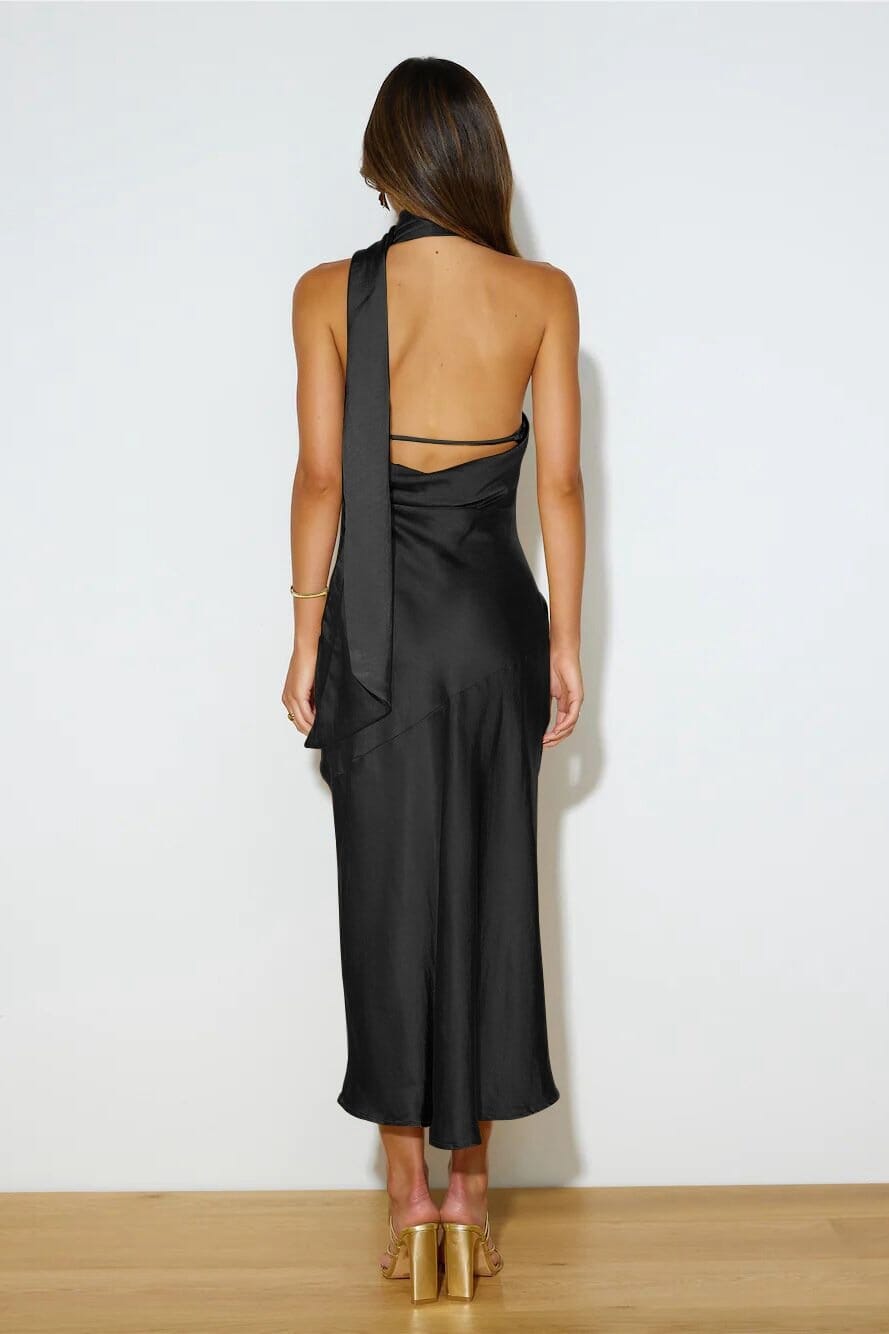 Vestido Midi Seda-Lujo Halter