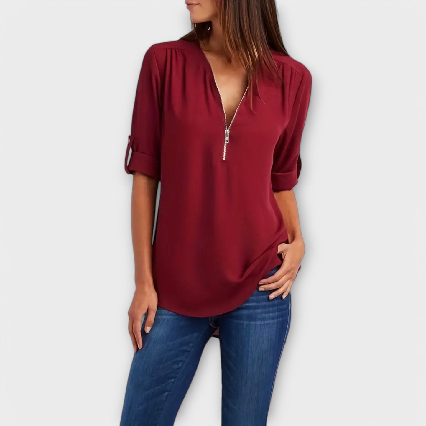 Blusa Escote V Fácil-Cuidado