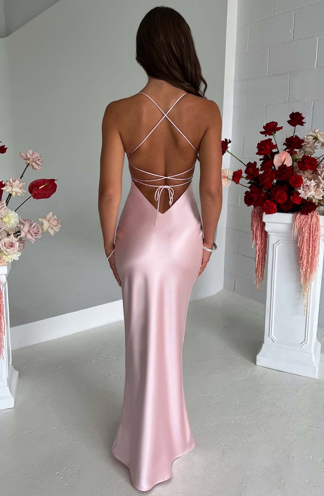 Vestido Maxi Satén Efecto-Silueta