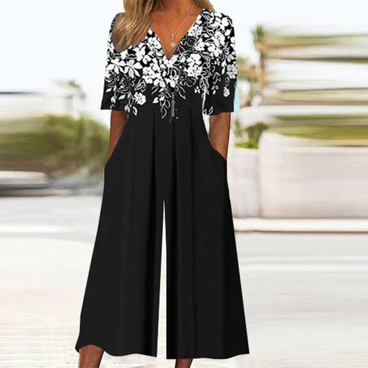 Mono Figura-Favorecedora Floral Negro