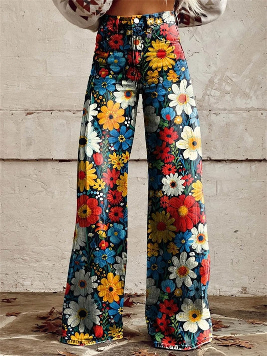 Pantalones Silueta-Estilizante Floral