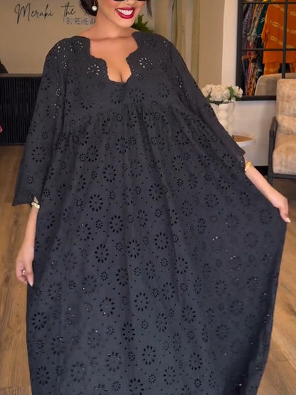 Vestido Calado Silueta-Esbelta Negro