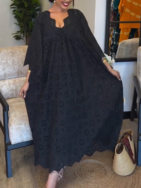 Vestido Calado Silueta-Esbelta Negro