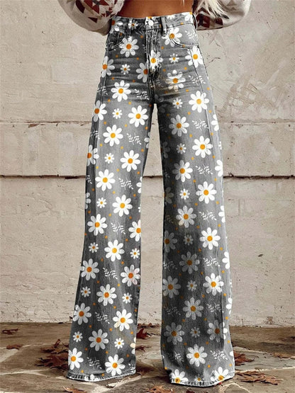 Pantalones Silueta-Estilizante Floral