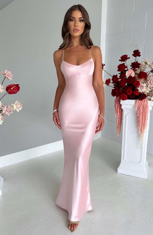 Vestido Maxi Satén Efecto-Silueta